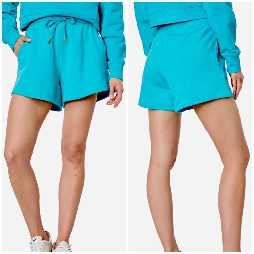 Weworewhat Aqua Blue Terry Cotton Relaxed Fit High Rise Pull On Sweat Shorts S